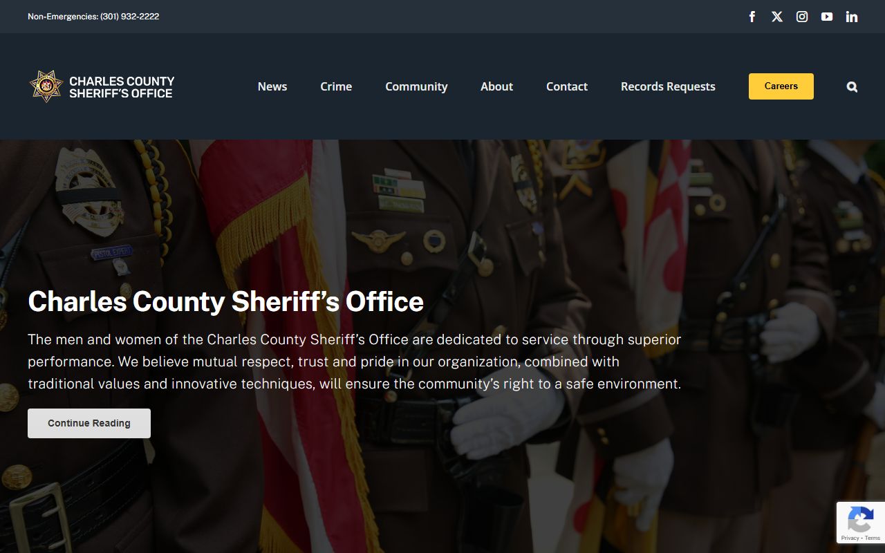 Charles County Sheriff's Office website for Waldorf traffic ticket records